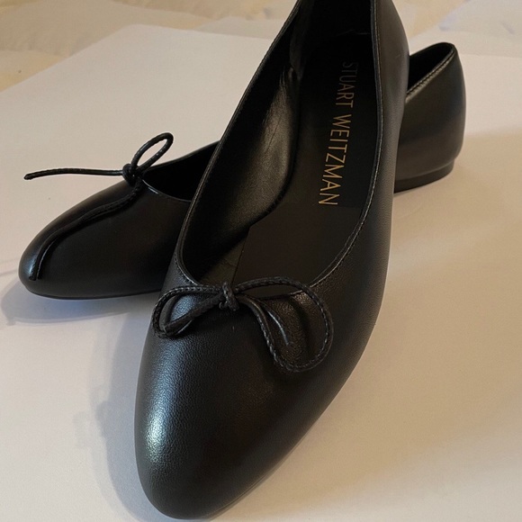 Stuart Weitzman Black Ballet Bow Flats - Picture 1 of 3